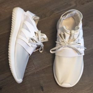 Adidas all white tubular running shoes sneakers 8